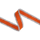 1" Felt Wired Ribbon | Orange w/ Tinsel Edge | 10 Yard Roll