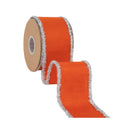 2 1/2" Felt Wired Ribbon | Orange w/ Tinsel Edge | 10 Yard Roll