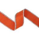 2 1/2" Felt Wired Ribbon | Orange w/ Tinsel Edge | 10 Yard Roll