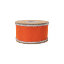 2 1/2" Felt Wired Ribbon | Orange w/ Tinsel Edge | 10 Yard Roll