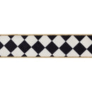 2 1/2" Wired Velvet Ribbon | Black and White Rhombus w/ Metallic Gold Backing | 10 Yard Roll