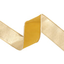 2 1/2" Wired Dupioni Ribbon | Dark Yellow Gold w/ Metallic Backing | 10 Yard Roll