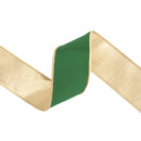 2 1/2" Wired Dupioni Ribbon | Emerald Green w/ Metallic Backing | 10 Yard Roll
