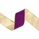 2 1/2" Wired Dupioni Ribbon | Purple w/ Metallic Backing | 10 Yard Roll