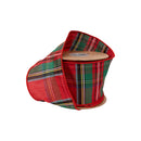 4" Wired Dupioni Ribbon | Traditional Christmas Plaid Red/Green/Blue | 10 Yard Roll