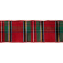 4" Wired Dupioni Ribbon | Traditional Christmas Plaid Red/Green/Blue | 10 Yard Roll