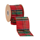 4" Wired Dupioni Ribbon | Traditional Christmas Plaid Red/Green/Blue | 10 Yard Roll