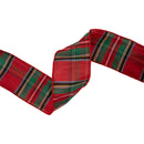 4" Wired Dupioni Ribbon | Traditional Christmas Plaid Red/Green/Blue | 10 Yard Roll