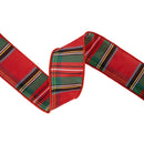 2 1/2" Wired Dupioni Ribbon | Traditional Christmas Plaid Red/Green/Blue | 10 Yard Roll