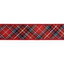 2 1/2" Wired Ribbon | Red/Blue/Black Woven Plaid w/ Blue Dupioni Backing | 10 Yard Roll