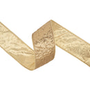 2 1/2" Wired Dupioni Ribbon | Textured Gold Metallic w/ Metallic Backing | 10 Yard Roll
