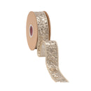 1 1/2" Wired Dupioni Ribbon | Textured Champagne Metallic w/ Metallic Backing | 10 Yard Roll