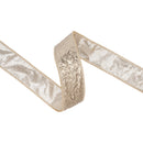 1 1/2" Wired Dupioni Ribbon | Textured Champagne Metallic w/ Metallic Backing | 10 Yard Roll