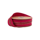 1 1/2" Wired Dupioni Ribbon | Hot Pink w/ Beaded Trim and Pink Metallic Backing | 10 Yard Roll