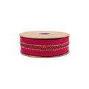 1 1/2" Wired Dupioni Ribbon | Hot Pink w/ Beaded Trim and Pink Metallic Backing | 10 Yard Roll