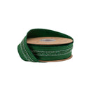 1 1/2" Wired Dupioni Ribbon | Green w/ Beaded Trim and Green Metallic Backing | 10 Yard Roll