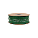 1 1/2" Wired Dupioni Ribbon | Green w/ Beaded Trim and Green Metallic Backing | 10 Yard Roll