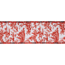 4" Wired Dupioni Ribbon | Red Chinouserie w/Plaid Piping and Blue Dupioni Backing | 10 Yard Roll