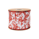 4" Wired Dupioni Ribbon | Red Chinouserie w/Plaid Piping and Blue Dupioni Backing | 10 Yard Roll