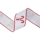 4" Wired Canvas Ribbon | Merry Christmas Embroidered on Canvas | 10 Yard Roll