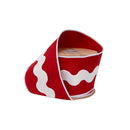 4" Wired Canvas RIbbon | White Ric Rac Trim on Red Canvas | 10 Yard Rolls