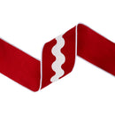 4" Wired Canvas RIbbon | White Ric Rac Trim on Red Canvas | 10 Yard Rolls