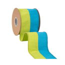 4" Wired Dupioni Ribbon | Teal/Lime Green Two Tone w/ Fused Green w/ Backing | 10 Yard Roll