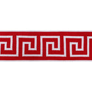 4" Wired Ribbon | Red/White Greek Key | 5 Yard Roll