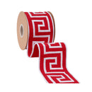 4" Wired Ribbon | Red/White Greek Key | 5 Yard Roll