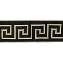 4" Wired Ribbon | Black/Gold Greek Key | 5 Yard Roll