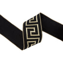 4" Wired Ribbon | Black/Gold Greek Key | 5 Yard Roll