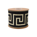 4" Wired Ribbon | Black/Gold Greek Key | 5 Yard Roll