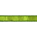 1 1/2" Wired Dupioni Ribbon | Metallic Lime Green w/ Tinsel Edge | 10 Yard Roll