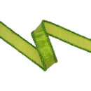 1 1/2" Wired Dupioni Ribbon | Metallic Lime Green w/ Tinsel Edge | 10 Yard Roll