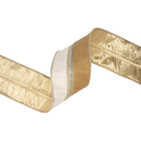 4" Wired Dupioni Ribbon | Gold/Ivory Two Tone w/ Metallic Gold Trim and Backing | 10 Yard Roll