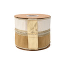 4" Wired Dupioni Ribbon | Gold/Ivory Two Tone w/ Metallic Gold Trim and Backing | 10 Yard Roll