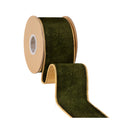 2 1/2" Premium Velvet Ribbon | Brown/Green w/ Metallic Gold Backing | 10 Yard Roll