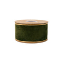 2 1/2" Premium Velvet Ribbon | Brown/Green w/ Metallic Gold Backing | 10 Yard Roll