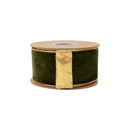 2 1/2" Premium Velvet Ribbon | Brown/Green w/ Metallic Gold Backing | 10 Yard Roll