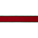 1 1/2" Wired Soft Velvet Ribbon | Red w/ Metallic Green Backing | 10 Yard Roll