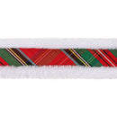 2 1/2" Wired Dupioni Ribbon | Christmas Plaid w/ Fur Piping | 10 Yard Roll