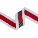 2 1/2" Wired Dupioni Ribbon | Christmas Plaid w/ Fur Piping | 10 Yard Roll