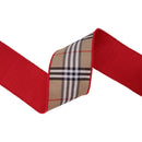 4" Wired Dupioni Ribbon | Beige Fashion Plaid w/ Red Fused Backing | 10 Yard Roll