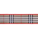 2 1/2" Wired Dupioni Ribbon | Beige Fashion Plaid w/ Red Fused Backing | 10 Yard Roll