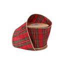 4" Wired Ribbon | Burgundy Metallic Plaid | 10 Yard Roll