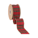 2 1/2" Wired Ribbon | Burgundy Metallic Plaid | 10 Yard Roll