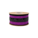 2 1/2" Wired Dupioni Ribbon | Purple w/ Black Sequin Trim | 10 Yard Roll