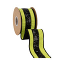 2 1/2" Wired Dupioni Ribbon | Lime Green w/ Black Sequin Trim | 10 Yard Roll