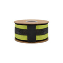 2 1/2" Wired Dupioni Ribbon | Lime Green w/ Black Sequin Trim | 10 Yard Roll
