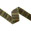 2 1/2" Wired Ribbon | Green Metallic Plaid | 10 Yard Roll